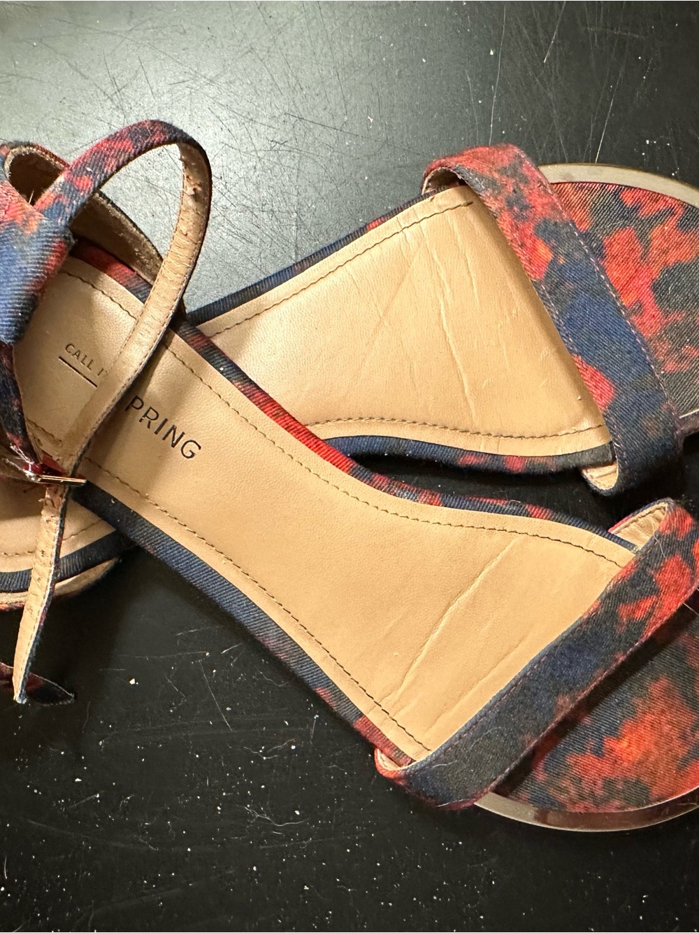 Call It Spring Red and Navy Open-Toe Strappy Sandals